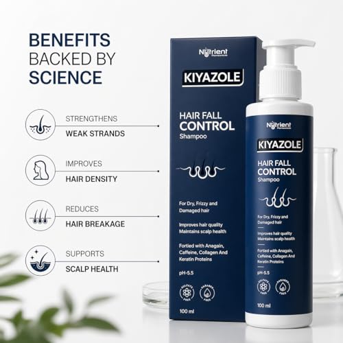 Image of Anti-Hairfall Shampoo 100ml | Controls Hairfall & Promotes Hair Growth | Anagain + Caffeine + Collagen & Keratin | Paraben & Sulphate Free for Dry and Frizzy Hair | Hair Fall Control Shampoo for Women & Men | For All Hair Types