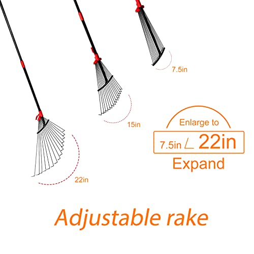 Hxbyx 64 Inch Garden Leaf Rake, 15 Metal Tines, Adjustable Handle And Rake Tooth Spacing, Yard Leaf Rake For Picking Up Leaves, Grass Clippings, Shrubs, Garbage And More #TOP2