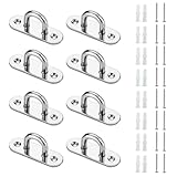 Orssmigs 8 Piezas Anclaje Pared Placa de Ojo de Acero Inoxidable Ganchos Techo Placa Ganchos de Techo Forma U con Tornillos para Colgar, Barcos