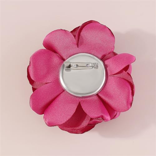 Image of Handmade Satin Fabric Rose Flower Extra Large Big Brooches Lapel Pins for Women Elegant Vintage Big Camellia Flower Brooch Pin for Women Girls Wedding Part Dance Dress Suit Clothes Accessories Jewelry Gifts