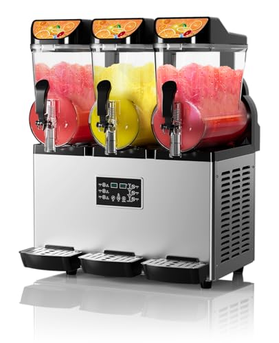 Commercial Slushy Machine, 45L/11.8 Gal Frozen Drink Margarita Machine Smoothie Slushie Maker, Self-Cleaning, Built-in LED, 1200W Stainless Steel Slushy Machine for Homes, Coffee Shops, Restaurants