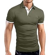 KUYIGO Men's Short&Long Sleeve Polo Shirts Casual Slim Fit Solid Soft Button Cotton Pocket Collar...