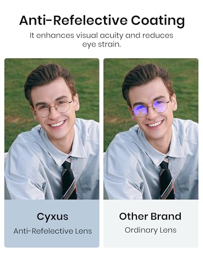 Image of Cyxus Blue Light Blocking Glasses - Lightweight Round Metal Frame Computer Eyewear, Anti Eye Strain Glasses for Men Women