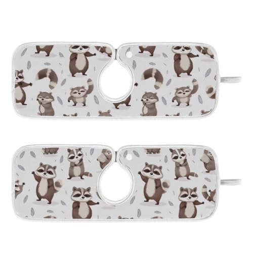 FULUHUAPIN 2 Pack Raccoon Kitchen Faucet Splash Catcher Absorbent Mat, Polyester Sponges Machine Washable Quick Dry Drying Mat, Sink Accessories 14'' x 5'' 20324488