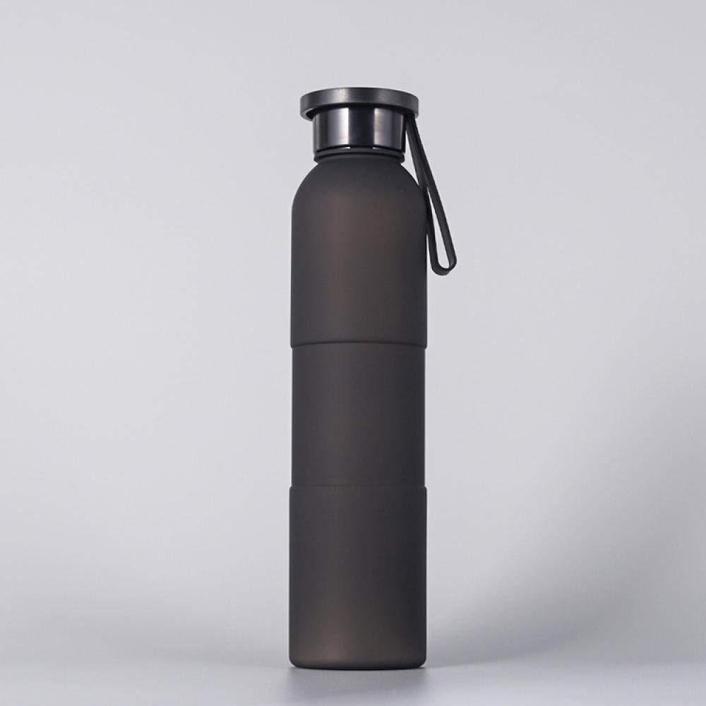Borraccia da 500 ml per sport all'aria aperta, per studenti, bicicletta, equitazione, tazza spaziale in plastica satinata, colore: nero (colore: nero)