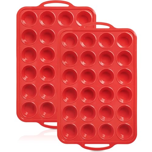 2 Pack Mini Silicone Muffin Pan with Metal Frame, Non-stick