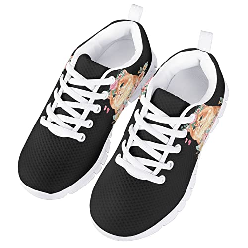 Yzaoxia Girls Tennis Shoes Kid Walking Shoes Outdoor Athletic Running Shoes Light Weight Breathable Supportive Lace-up Shoes Size 11-53