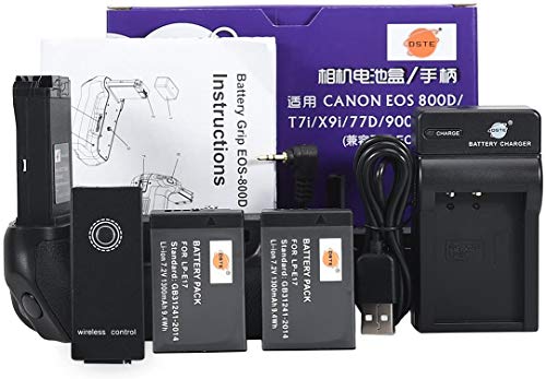 Poignée d'alimentation DSTE EOS-800D avec chargeur USB et 2 batteries LP-E17 pour Canon T7i X9i