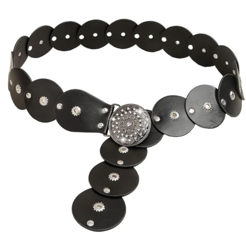 Flexible Unisex Belt Retro Rivets Detailing 3mm Thickness PU Belt Fits Multiple Outfit Styles