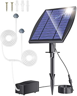 Aquarium Air Pump Oxygenator, 2.5W Solar Air Pump Aquarium and Air Bubble Stones, Air Bubble for Fish Tank up to 120 Gallons 3 Mode&No Noise Solar Pond Aerator for Pond Fishing Pool Oxygen Increasing