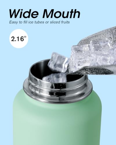 Image of Coolflask 40 oz Water Bottle Insulated with Straw & 3 Leakproof Lids