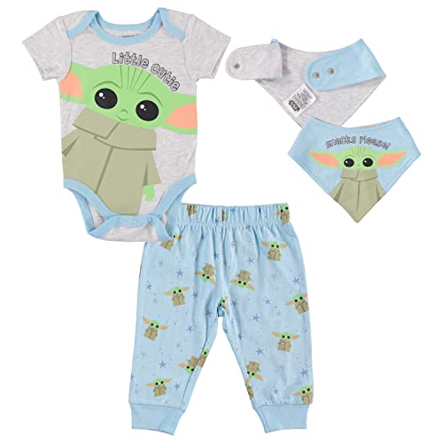 Image of STAR WARS Baby Yoda Boys' 3 Piece Short Sleeve Bodysuit Pull-on Pants