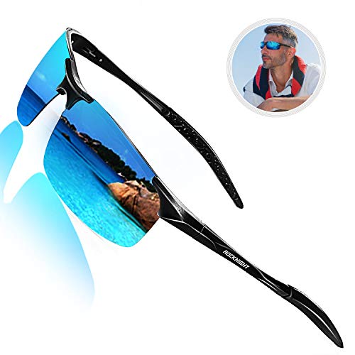 ROCKNIGHT Polarized Sports Sunglasses Men Blue Rimless Reflective Metal Gifts