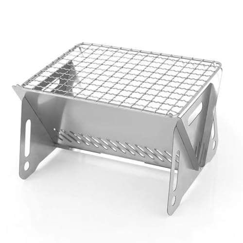 Parrilla De Barbacoa Portátil, Parrilla De Camping Plegable De Acero Inoxidable, Parrilla De Carbón De Acero Inoxidable, Diseño Desmontable, Mini Parrilla De Barbacoa De Mesa, for Acampar Al Aire Libr