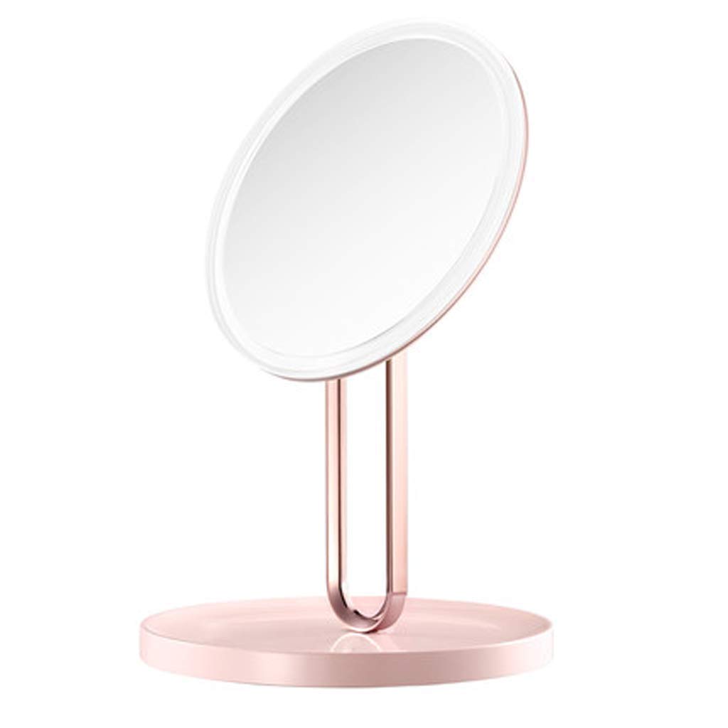 Genérico Espejo de Maquillaje LED, Espejo de Maquillaje, luz Diurna HD, Espejo de Maquillaje LED, Espejo de Mesa, Espejo de Maquillaje con luz, pequeño y práctico (Color: Rosa) (Color: Blanco) (Rosa)