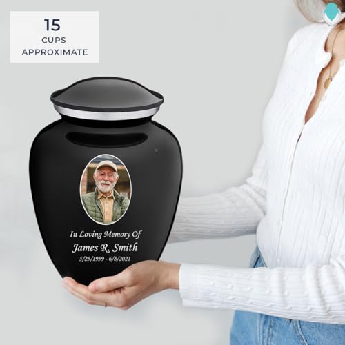 Image of Geturns Embrace Adult Personalized Picture Cremation Urns for Human Ashes I Large Photo Black Funeral Urn for Men and Women I 200 lbs