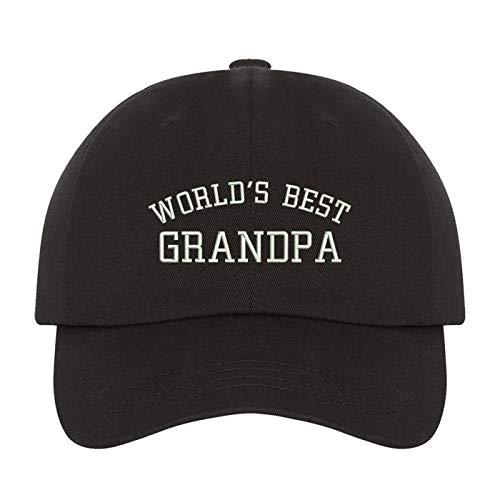 Worlds Best Grandpa Baseball Hat - Grandpa Gift for Grandfather (Black)