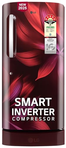 Image of LG 210 L, 5 Star, Direct Cool, Smart Inverter Compressor, Single Door Refrigerator (2025 Model, GL-D231ASAU, Scarlet Aurora, Moist 'N' Fresh, Base stand with Drawer & Fast Ice Making)
