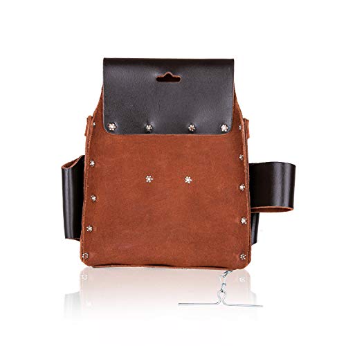 Image of LAUTUS Top /Full Grain Leather Tool Pouch Bag | Electrician /Contractor, Electric Bag | 10 Pockets | 100% Leather Dark Brown