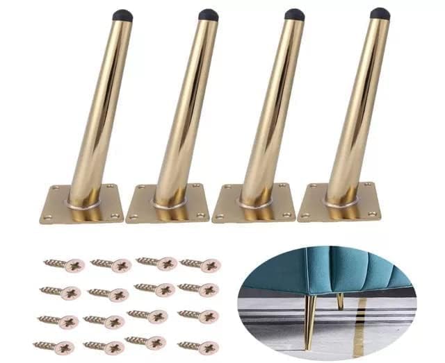 Image of Aakash Decor Sofa Leg Gold Finish 3 Inches (Set of 4) Metal Cone Shape Heavy Duty Sofa Legs for Home, Office Rustproof & Sturdy Sofa Paya with Mounting Screw | Furniture /Table Legs