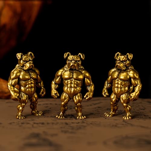 Figura Decorativa Bulldog Muscular de Latón Retro miniatura 5