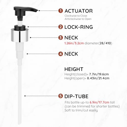 Image of Segbeauty 3pcs Lotion Dispenser Pump Head, Bathroom Shampoo Shower Bottle Pump Replacement, Empty Refillable Bottle Tube Top for Soap Dispenser Conditioner Lotion Body Hand Wash Kitchen Reusable