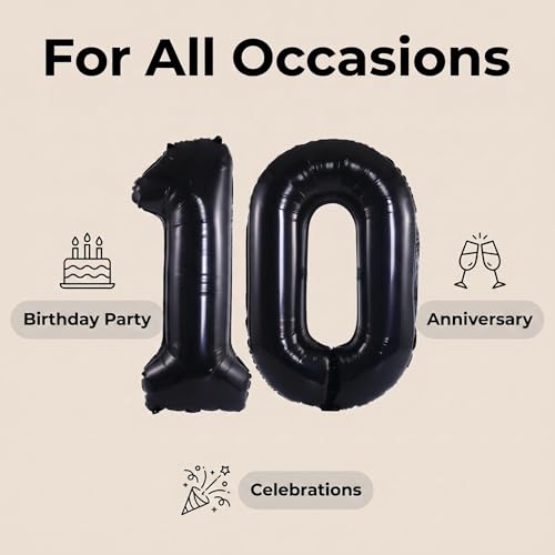 Image of YPSelected 32 Inch Large Foil Helium Number Balloon Birthday Wedding Party 0-9 (Black, 0)