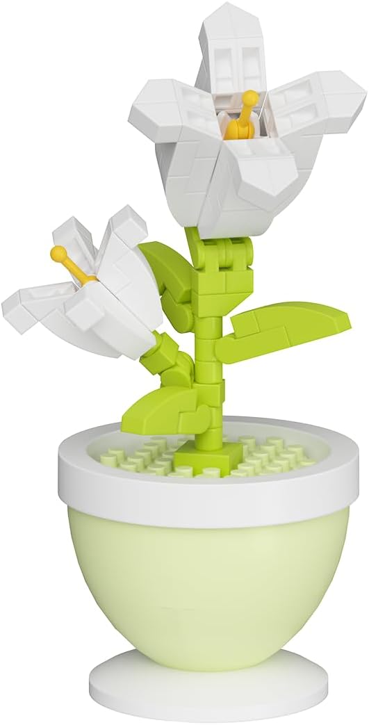 6 Set Mini Flower Bonsai DIY Potted Plant Building Blocks Flower Seasons Rhythm for Kids and Adults, Botanical Collection Decor Toy