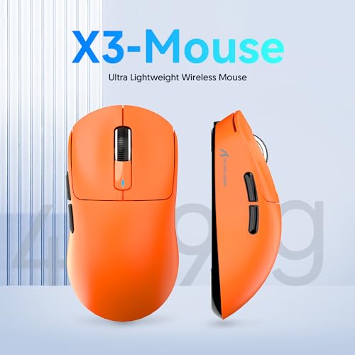 Image of ATTACK SHARK Gaming Mouse X3, 49g, SUPERLIGHT, Game Sensor PixArt PAW3395, Wireless /Wired BT /2.4G, 26000 DPI, 200 Hours Battery, G502, Office Mouse for Win11 /Xbox /PS /Mac, Orange