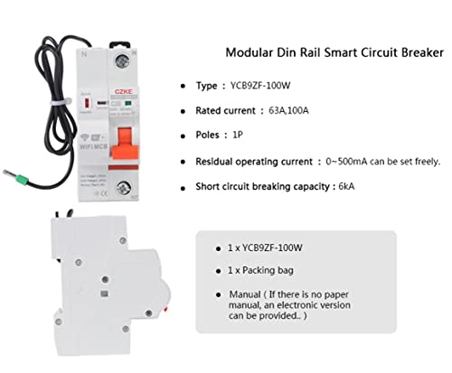 Disjoncteur intelligent WiFi 1P 20A interrupteur télécommande