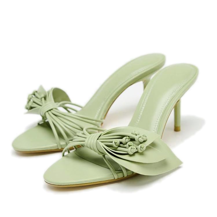 SAFECAMS Flower High Heels Slides for Women Open Toe Floral Stilettos Sexy Strappy Wedding Birthday Dressy Kitten Heels Elegant Heeled Sandals