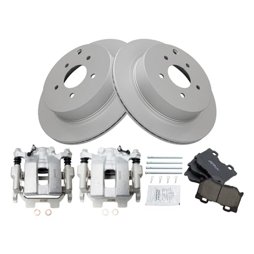 Image of TRQ Rear Brake Pad and Rotor Set Ceramic Coated Rotors Calipers