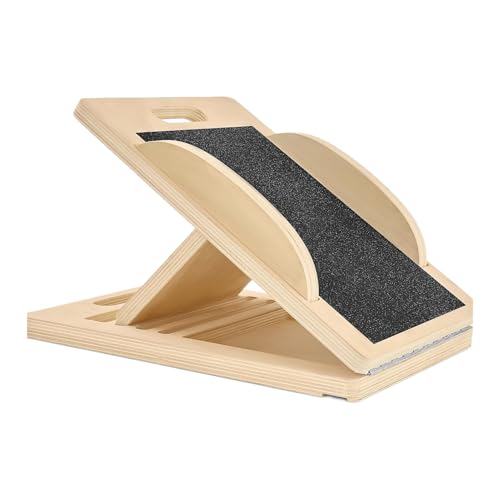 Hélice de pantorrilla portátil de madera - Tabla inclinada ajustable y antideslizante - Tabla ajustable con asa de transporte para entrenamiento de pantorrillas - cuña para todas las edades