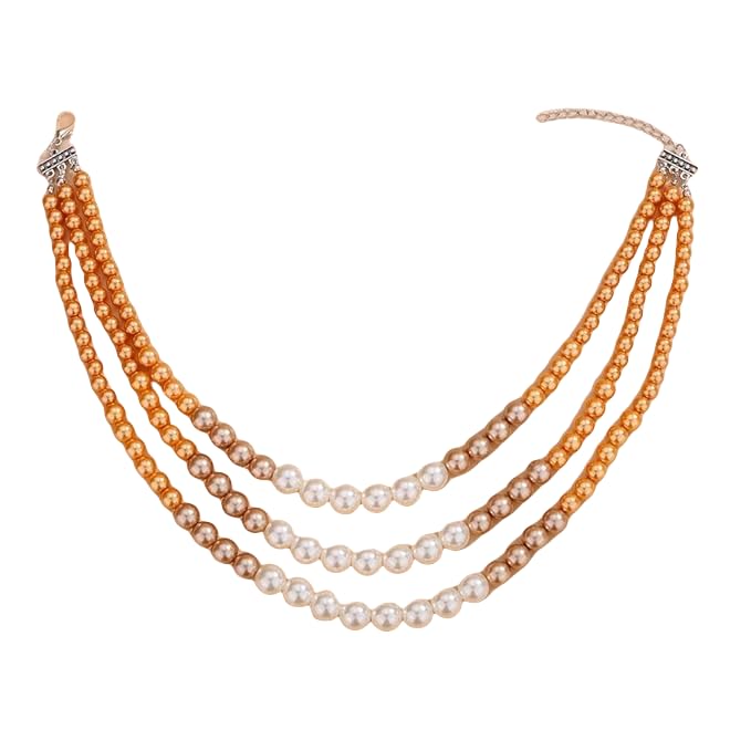 Generic3-Layered Faux Pearl Necklace Chunky Pearl Beads Necklace
