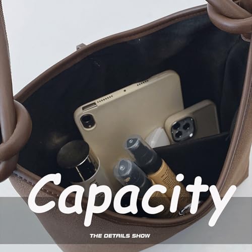 Suede Purse Vintage Elegant Suede Bag Minimalist Shoulder Large Tote Bag for Women with Top Handle Knot Details Handbag3