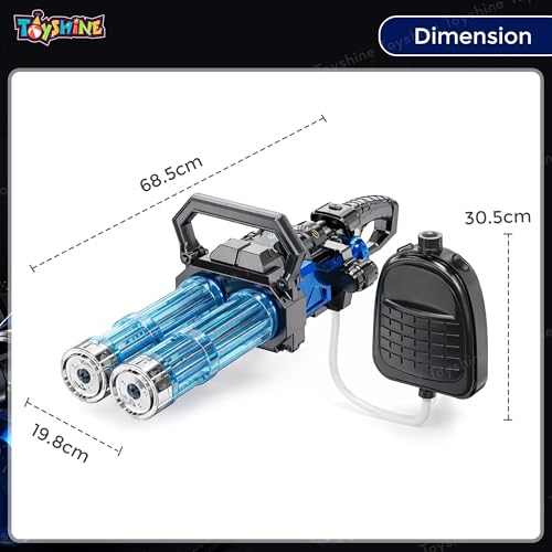 Image of Toyshine Double Barrel Electric Water Gun with LED Shooting Light | Rechargeable Battery | Large Capacity Backpack Tank | FunToy for Kids & Adults Holi Festive Outdoor Play - Multi