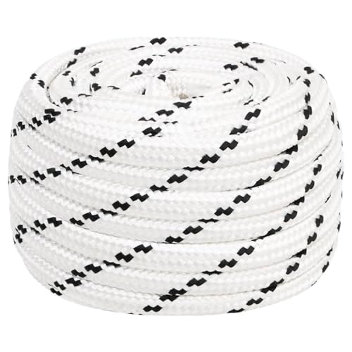 Xichuzi Cuerda para Barco Trenzada poliéster Blanco 18 mmx25 m, Cuerda Escalada, Cuerda Tendedero, Accesorios Barcos De Recreo, Cuerda, Cuerda Trenzada - 152786