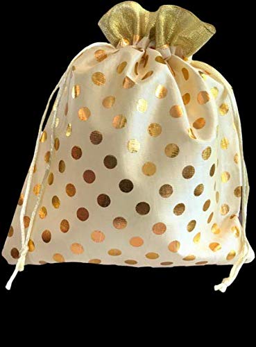 Image of Women's Polka Dot Potli Bags for Return Gifts Wedding Gift for mom Potli Purse Gift Bags Fancy Potli bag Diwali Potli Karwachauth Potli - Red Polka 1kg Large size (25cm x 27cm)