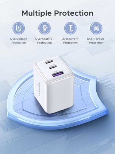 Image of UGREEN 3-Port 30W USB C Charger Block, GaN II Type C Fast Charging, White | 2 USB-C & 1 USB-A, Compact Size, Multiple Protection, for iPhone 17 /16 /15, Galaxy S26 /S25, iPad, MacBook Neo /Air