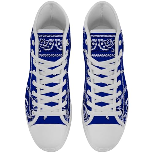 Men's Women's Paisley High Top Shoes High Top Canvas Sneakers Lace Up White Shoes4
