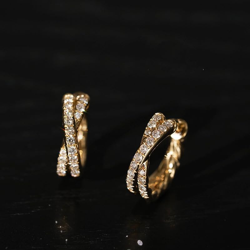 18K Gold Plated Huggie Hoop Earrings with Cubic Zirconia – Sparkling Small Hoop Earrings for Women - Image 4