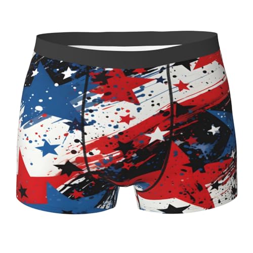 Men's Boxer Briefs Blue Red Star Usa Flag Underwear For Men Soft Elastic Boxer Shorts For Boys Adult