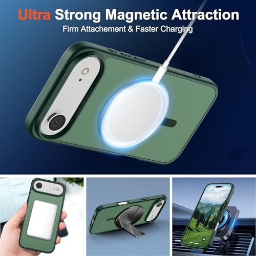 Image of SUPFINE Magnetic for iPhone Air Case (Compatible with MagSafe)(Military Grade Drop Protection) Slim Translucent Matte Shockproof with Anti-Fingerprint Phone Cover for 17 Air,Forest Green