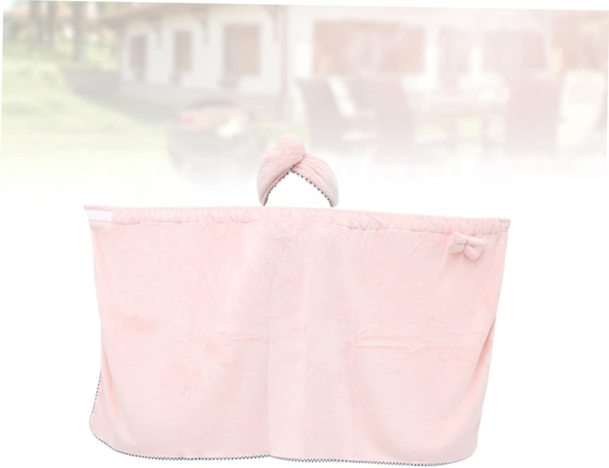Garneck Bath Towel Hair Drying Cap Hair Wrap Set Pink Bath Skirt Suit Microfiber Absorbent Cloth