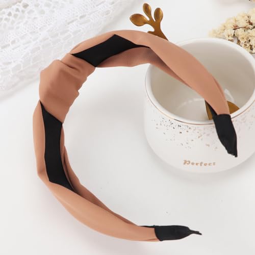 Image of DRESHOW Knotted Headbands, Women Non Slip Fashion Headbands 4 Pcs, Printed and Solid Boho Wide Top Knot Hair Hoops for Women Girls Hairbands Hair Accessories Polyester, Appropriate Size, Occasions