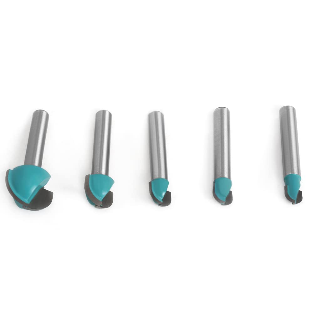 CENPEK Lot De 5 Fraises Nez Rond 6mm Tige - Carbure Tungstène Pour Travail Du Bois, Rainurage Et Joints Précis