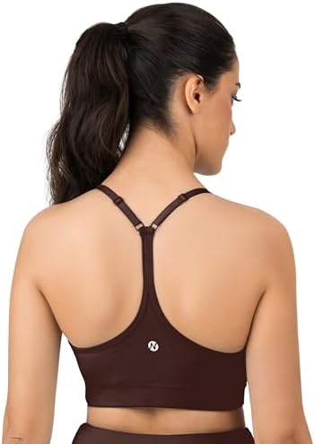 Nirlon Y Back Adjustable Sports Bras for Women - Nirlux Camisole Sports Bra, Stretchy Womens Tops Soft Workout Tops for Women (Rum, 4)