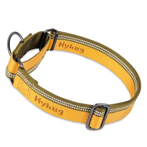 Hyhug Design, Martingale Nylon Klassische Halsbänder ,Anti-Flucht Hundehalsband. 3M Reflektierender Streifen, Komfortabel Verstellbar, Sicherer Nachtspaziergang, Hunde-ID-Tag-Montageloch