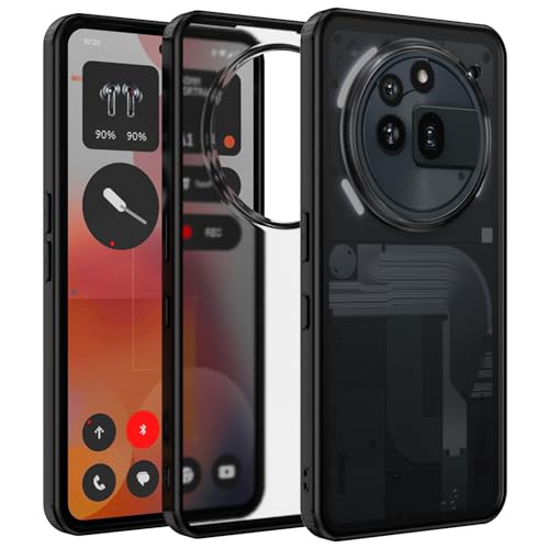 ZHMECOCASE Hülle für Nothing Phone 3a Pro [Matt transluzent] [Militärstandard-Schutz] [Ultraflaches Hybrid-Design] Stoßfeste Case (Schwarz)