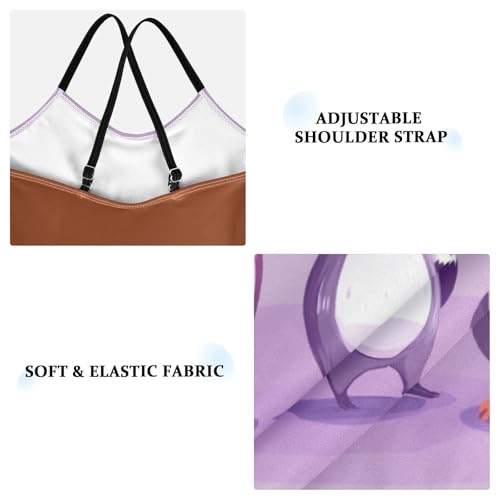 Raccoon Penguin Lilac Girls Swimsuit Bathing Suit Summer Beach Swimwear One Piece Swimsuits3